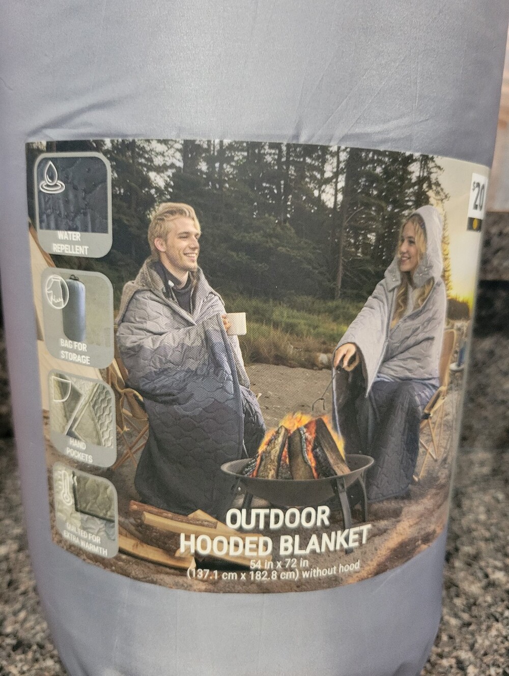 Below Zero Outdoor Hooded Blanket 54x72 Grey Quilted Wearable Camping Stadium